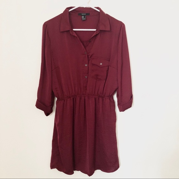 Forever 21 Dresses & Skirts - Forever21 Dark Rose Red Shirt Dress US Size Medium
